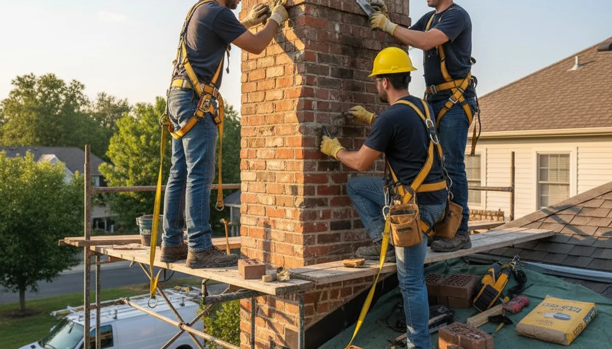 Cleveland, OH chimney repair by siding experts fixing mortar, cracks, flashing, and storm damage
